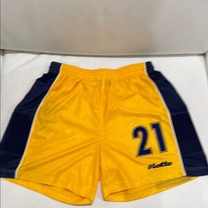 Athletic Yellow and Blue Shorts with Number 21